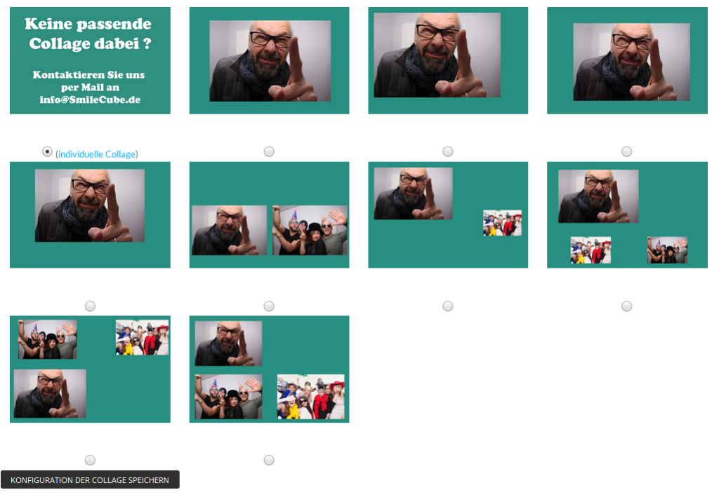 SmileCube vorkonfigurieren - Bildpositionen wählen